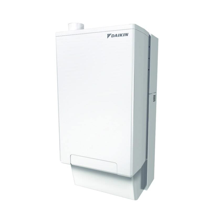 Daikin Altherma hybrid heat pump with gas boiler, 5-26kW, outdoor unit, energy-efficient heating and cooling system.