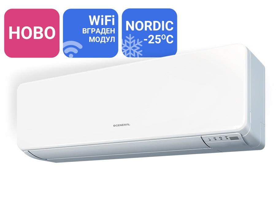 Инверторен климатик General ASHG09KMCEN/AOHG09KMCEN Nordic, 9 000 BTU, Клас А++/А++, 22dB, Фреон R32